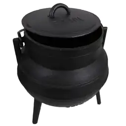 Panela de Ferro 3 Pernas 10L, P000512, Panela de Ferro Fundido 3 Pernas 5L, P000514, Panela de ferro fundido 3 pernas, Panela de ferro 3 pernas para cozinhar ao ar livre, Panela de 3 pernas para fogão a lenha e fogueiras, Panela de ferro para fogueiras e churrasqueiras, Utensílios de ferro fundido para campismo, Panela de ferro fundido com suporte 3 pernas, Panela para fogo de chão ferro fundido